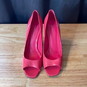 BCBGeneration Womens Hot Pink Patent Peep Toe Stiletto Pump Heels Size 10B 40